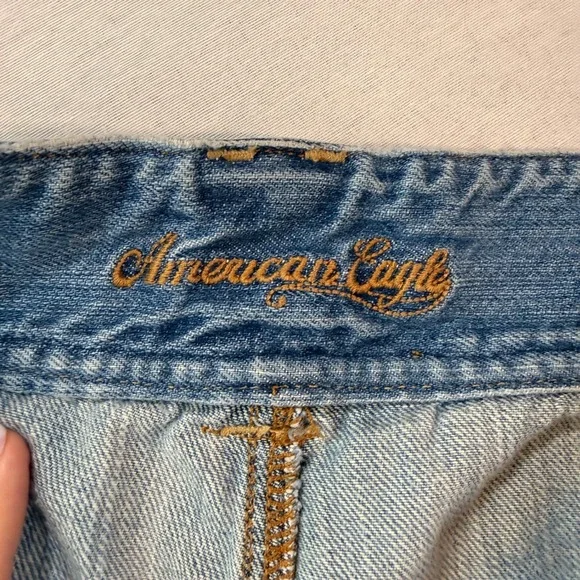Vtg Y2K American Eagle Micro Mini Denim 8 Light Blue Low-Rise Festival Booty - Picture 8 of 9